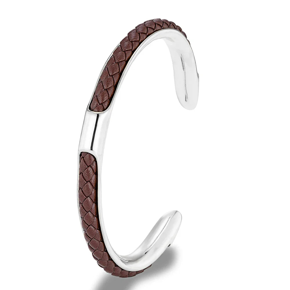 Bracelete Dionisio - Cuero y Acero (Ajustable)