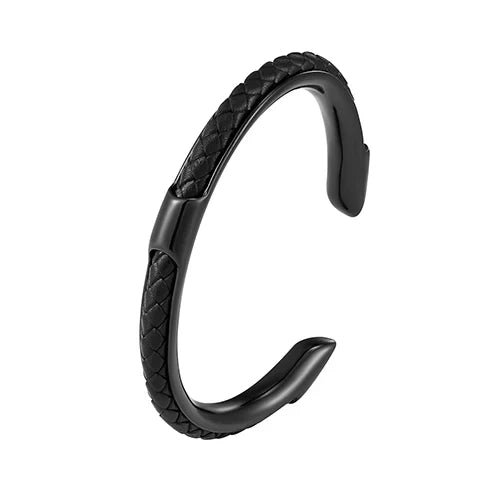 Bracelete Dionisio - Cuero y Acero (Ajustable)