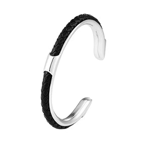 Bracelete Dionisio - Cuero y Acero (Ajustable)