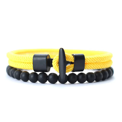 PULSERA DE CUERDA Y PIEDRA ÓNIX