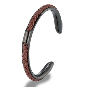 Bracelete Dionisio - Cuero y Acero (Ajustable)