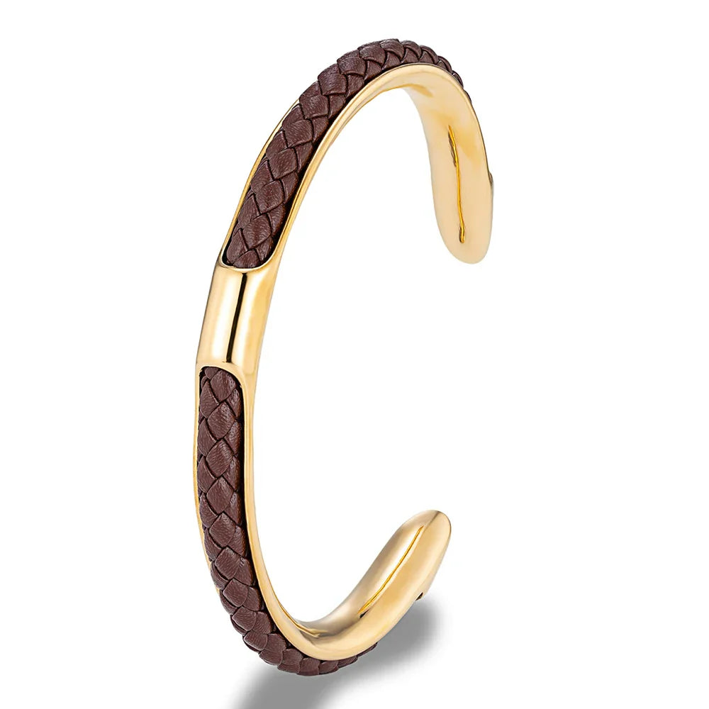 Bracelete Dionisio - Cuero y Acero (Ajustable)