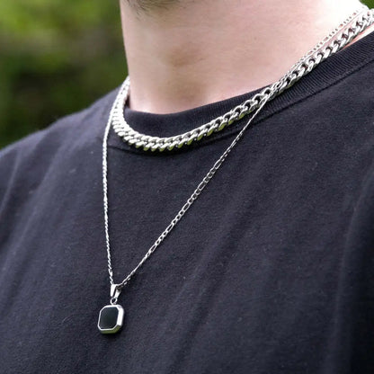 Collar Geométrico - Piedra y Acero