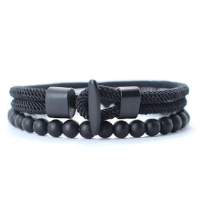 PULSERA DE CUERDA Y PIEDRA ÓNIX