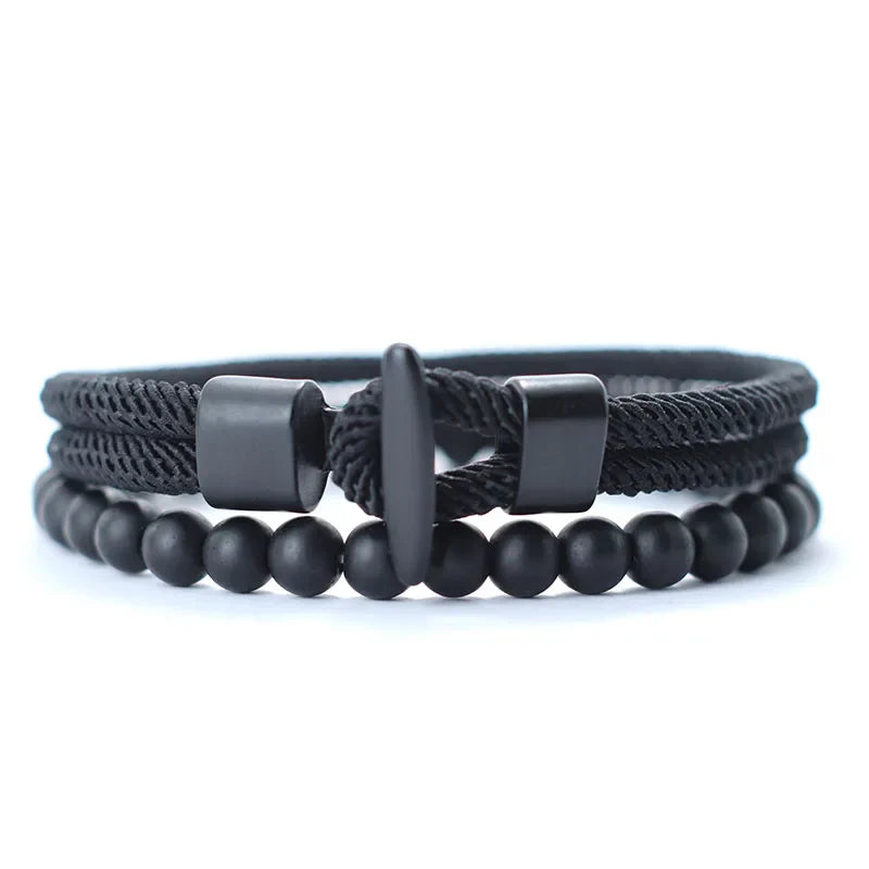 PULSERA DE CUERDA Y PIEDRA ÓNIX