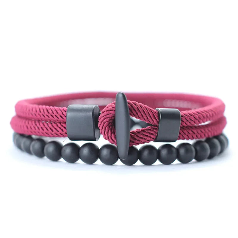 PULSERA DE CUERDA Y PIEDRA ÓNIX