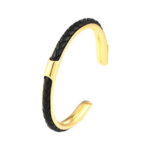 Bracelete Dionisio - Cuero y Acero (Ajustable)