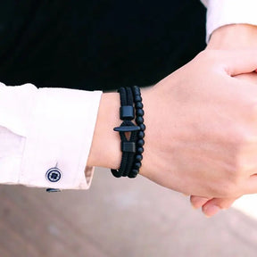 PULSERA DE CUERDA Y PIEDRA ÓNIX