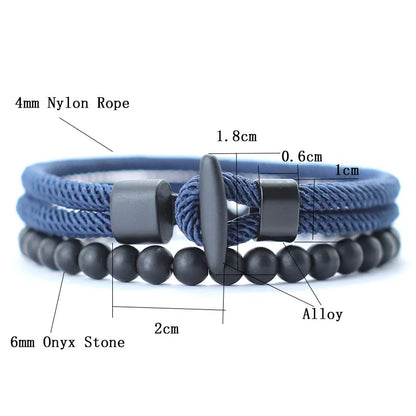 PULSERA DE CUERDA Y PIEDRA ÓNIX
