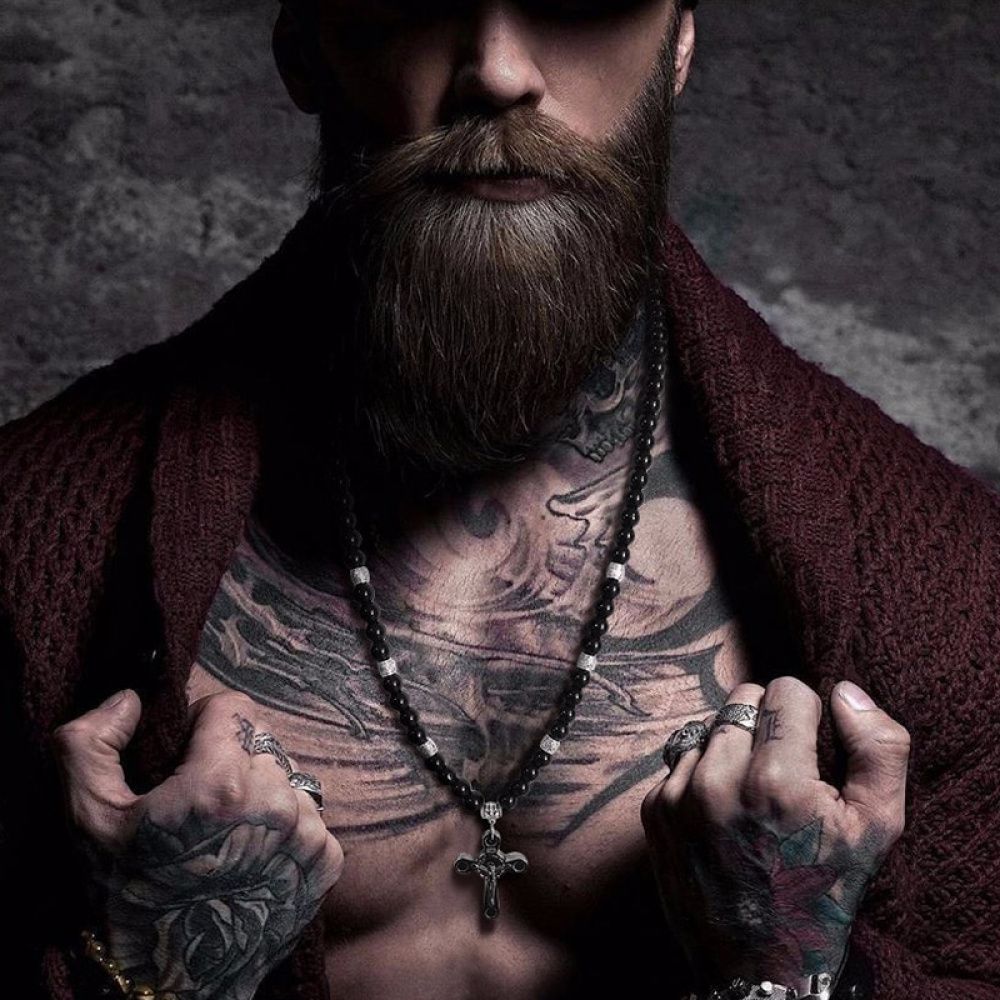 Collar Crucifijo Rosario Negro