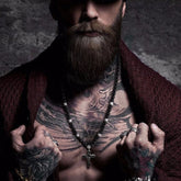 Collar Crucifijo Rosario Negro